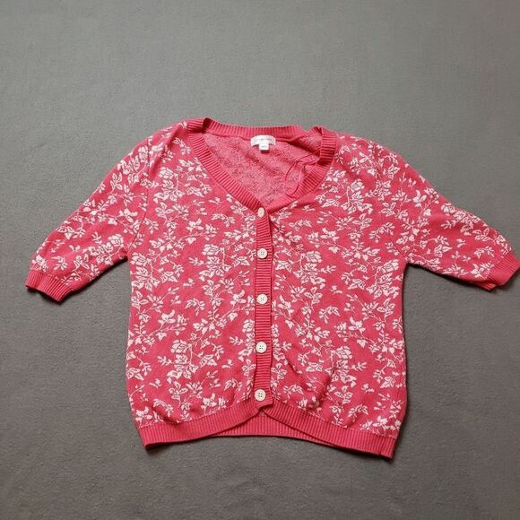 Gemma + Jane Floral Jacquard Elbow Sleeve Cardigan Sweater - Size Medium - Picture 1 of 9